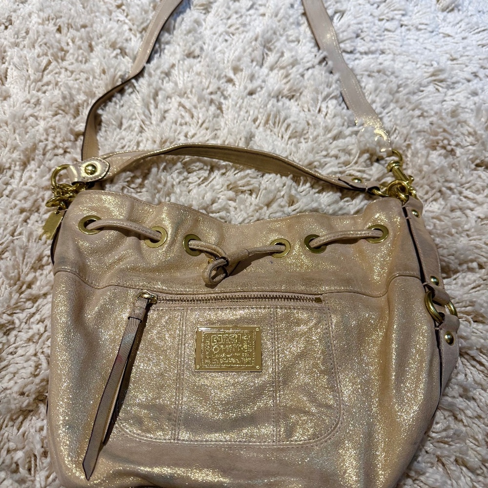 Coach gold metallic purse